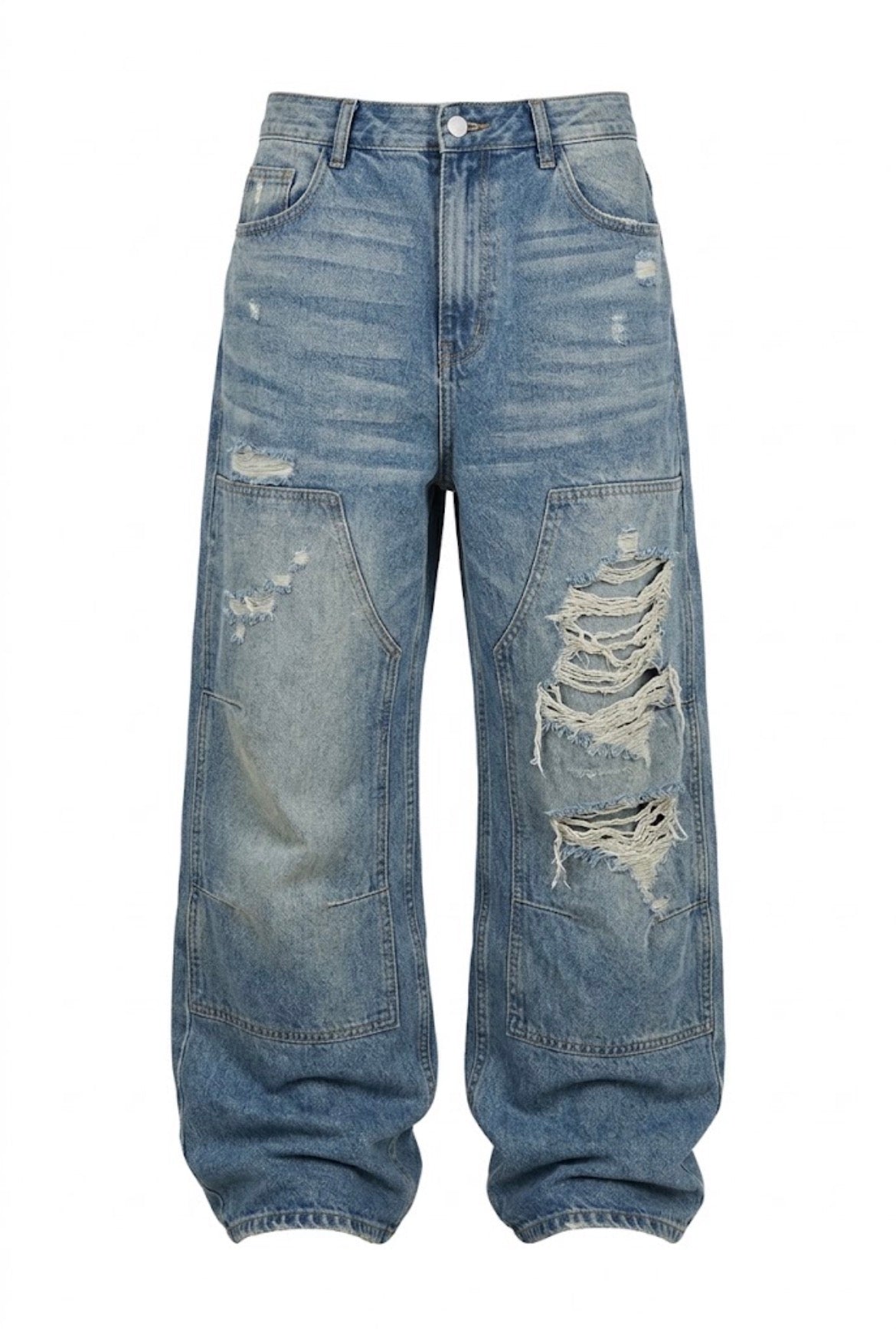 Ripped Patchwork Baggy Denim