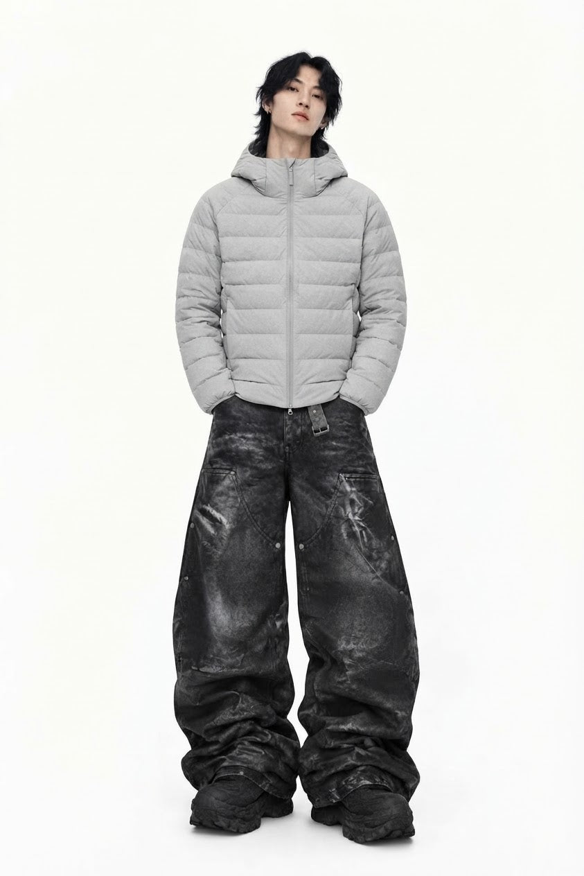 Hooded Puffer Jacket – Light Gray