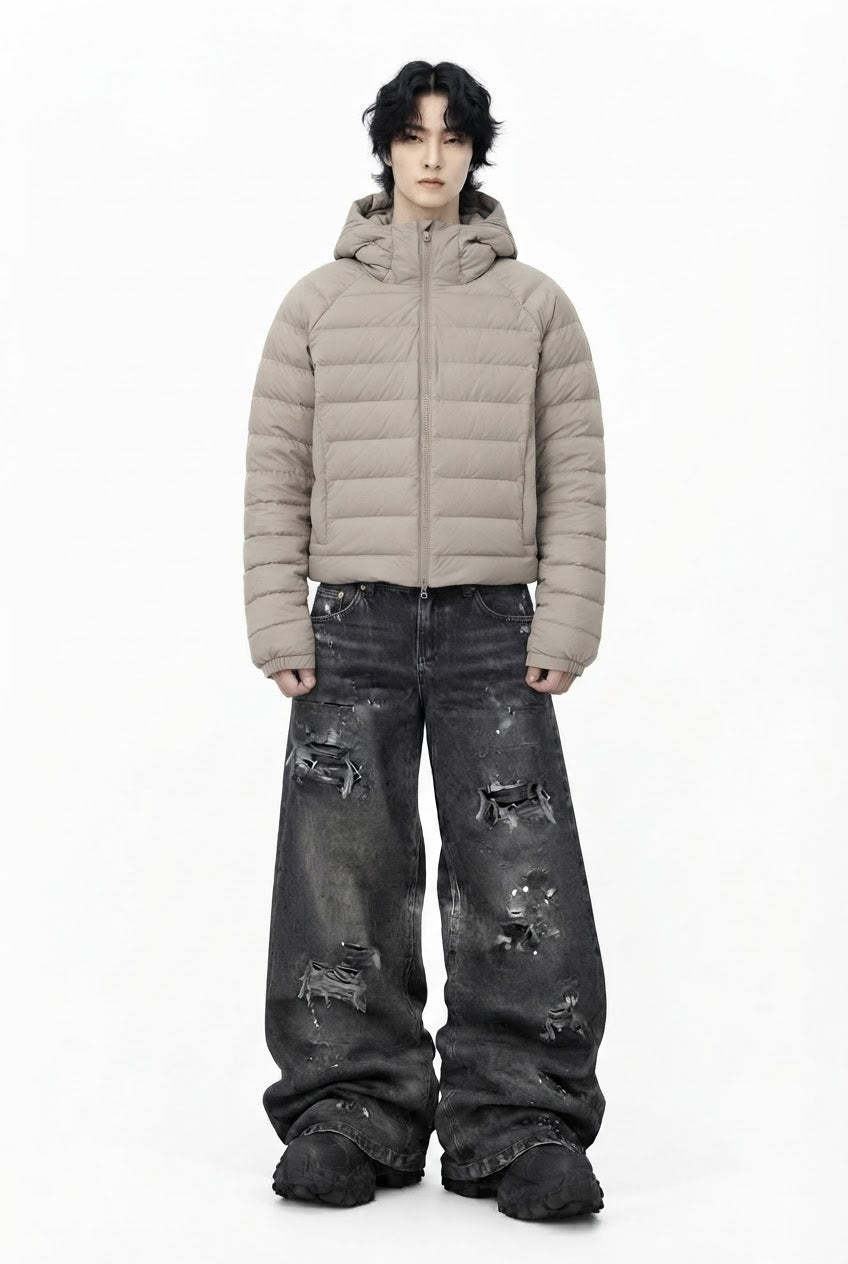 Hooded Puffer Jacket –Beige