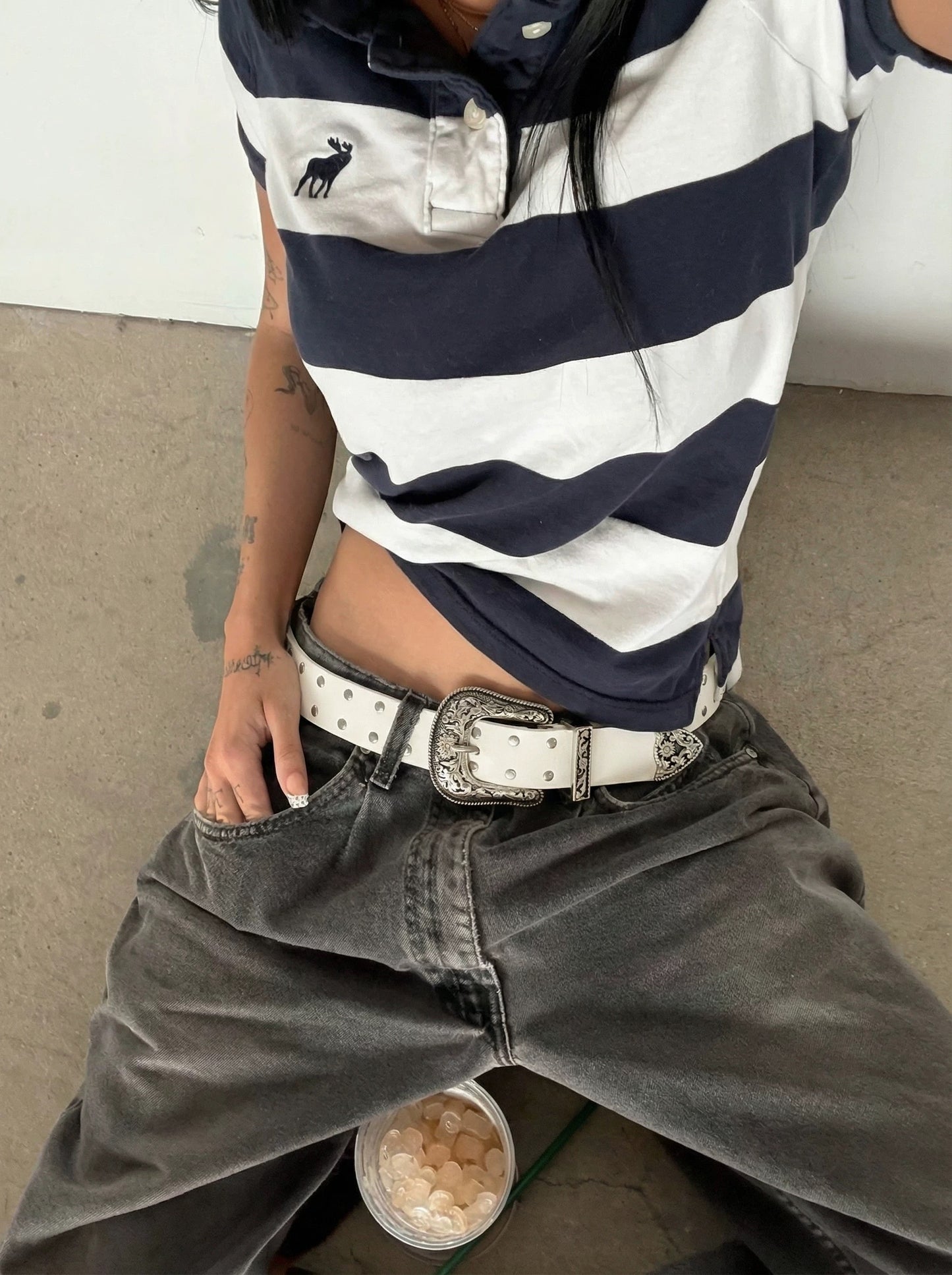 White Western Belt