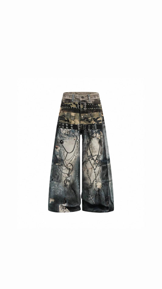 Distressed Chain Denim
