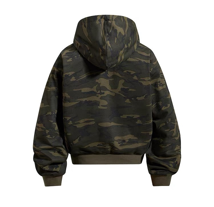 Vintage Camo Script Zip Hoodie