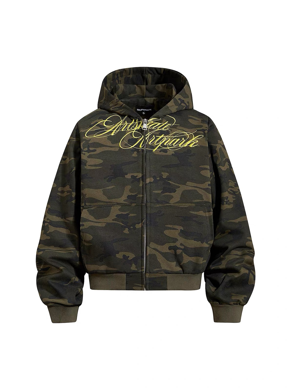 Vintage Camo Script Zip Hoodie