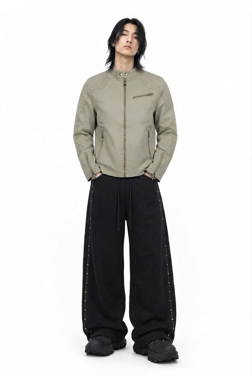 Metal Eyelet Wide Sweatpants