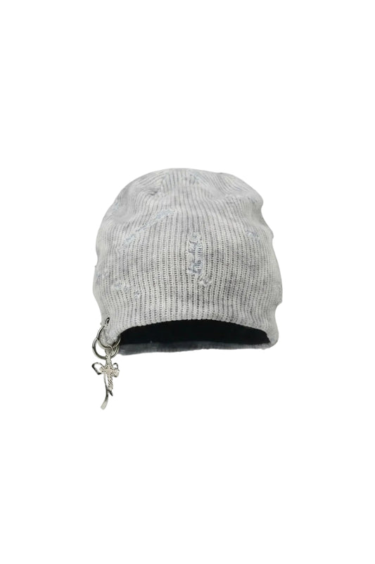 Distressed Charm Beanie – Ash Gray