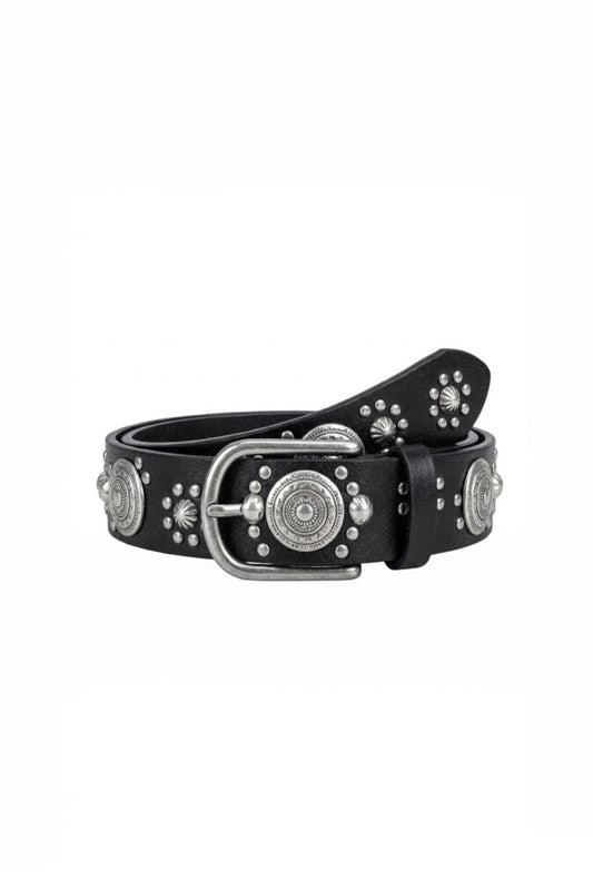 Silver Concho Studded Leather Belt