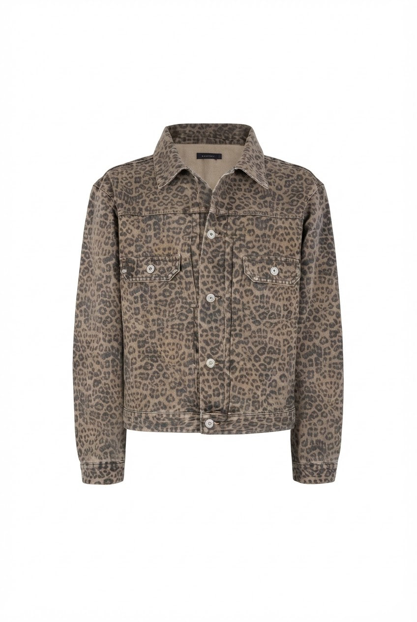 Faded Leopard Denim Jacket