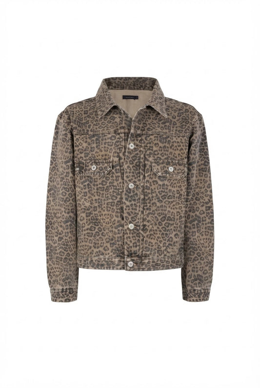 Faded Leopard Denim Jacket