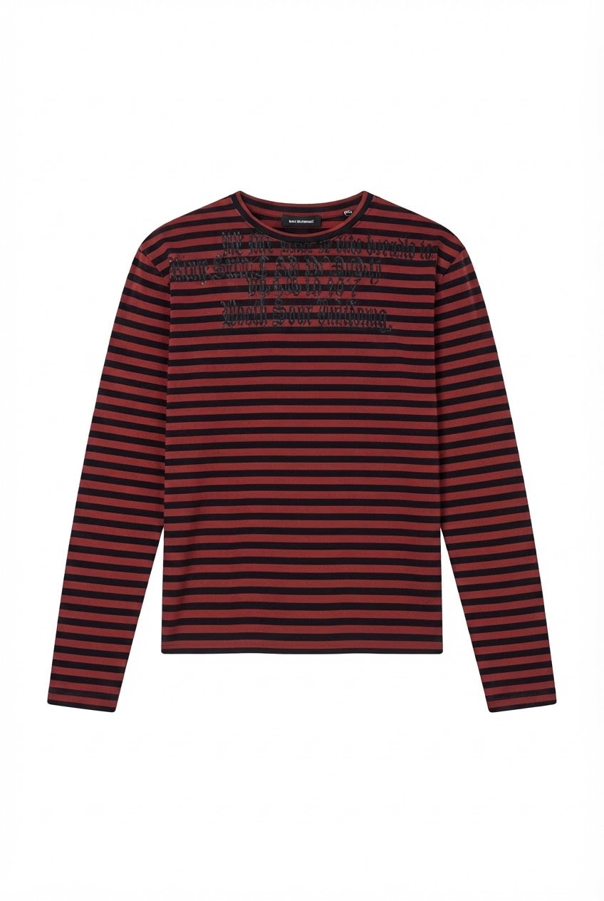 Crimson Stripe Long Tee