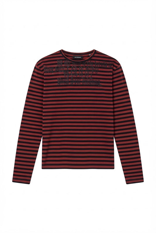 Crimson Stripe Long Tee