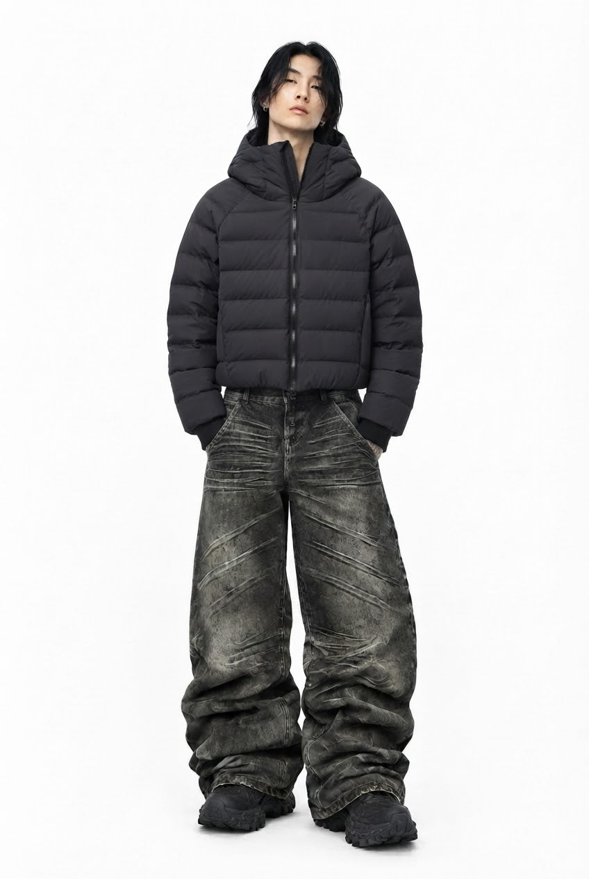 Hooded Puffer Jacket –Black